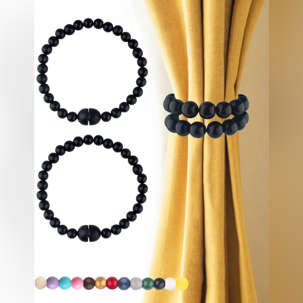 Black Magnetic Curtain Tiebacks 4 Pieces